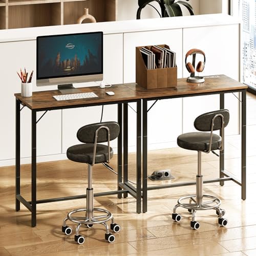 Bar Table with Charging Station, Rectangular Pub Table, High Top Coffee Table, Counter Bar Height Table, Narrow, alternate