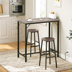 Bar Table with Charging Station, Rectangular Pub Table, High Top Coffee Table, Counter Bar Height Table, Narrow, alternate
