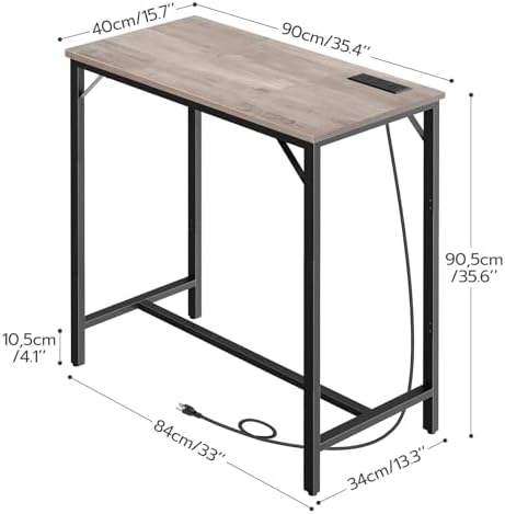 Bar Table with Charging Station, Rectangular Pub Table, High Top Coffee Table, Counter Bar Height Table, Narrow, alternate