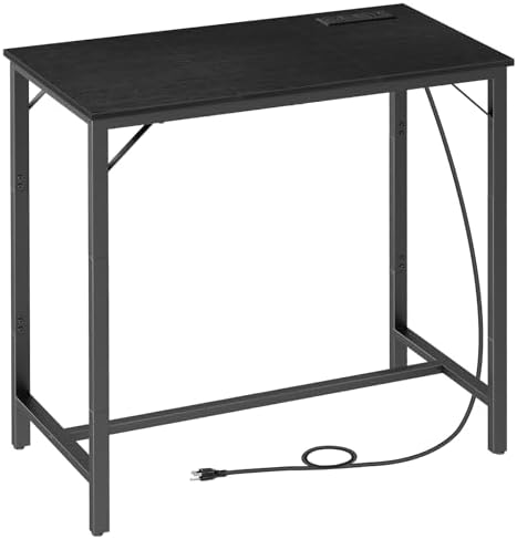 Bar Table with Charging Station, Rectangular Pub Table, High Top Coffee Table, Counter Bar Height Table, Narrow