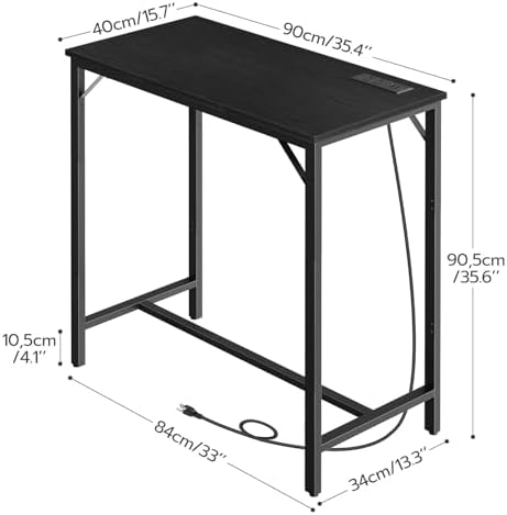 Bar Table with Charging Station, Rectangular Pub Table, High Top Coffee Table, Counter Bar Height Table, Narrow, alternate