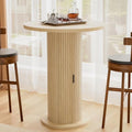 Bar Table with Storage and Sliding Door, 39.4” H 31.5” W Small Round Kitchen Table, Home Bar High Top Cocktail