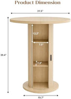 Bar Table with Storage and Sliding Door, 39.4” H 31.5” W Small Round Kitchen Table, Home Bar High Top Cocktail, alternate