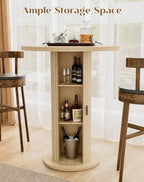 Bar Table with Storage and Sliding Door, 39.4” H 31.5” W Small Round Kitchen Table, Home Bar High Top Cocktail, alternate