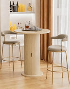 Bar Table with Storage and Sliding Door, 39.4” H 31.5” W Small Round Kitchen Table, Home Bar High Top Cocktail, alternate