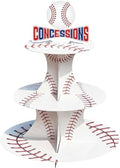Baseball Cupcake Stand - 3 Tiered Dessert Cake Table Display - Birthday Party Decorations - Rookie Year 1st