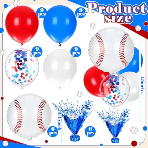 Baseball Party Balloons Stand Kit 6 Sets, Blue, White, and Red in 6 Count (Pack of 1) in Blue, White, and Red, alternate view