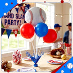 Baseball Party Balloons Stand Kit 6 Sets, Blue, White, and Red in 6 Count (Pack of 1) in Blue, White, and Red, alternate view