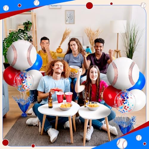 Baseball Party Balloons Stand Kit 6 Sets, Blue, White, and Red in 6 Count (Pack of 1) in Blue, White, and Red, alternate view