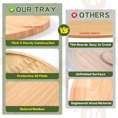 Baseball Party Decorations Wooden Baseball Charcuterie Board, Serving Tray for Sports Birthday, Game Day, Team, alternate