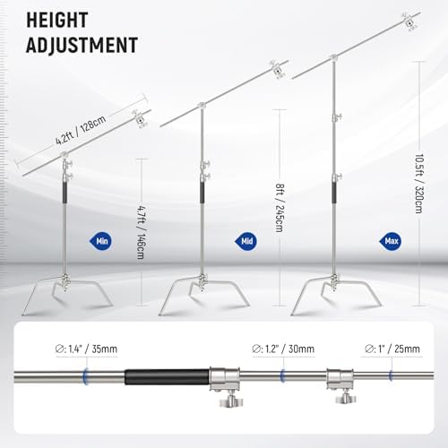 BASICS 100% Stainless Steel Heavy Duty C Stand with Arm, SC320 Lite, alternate view 3