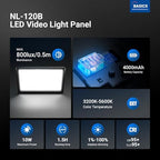 Basics 9" LED Light Panel with Desk Tripod Stand, Edge Lit, NL-120B, alternate view 2