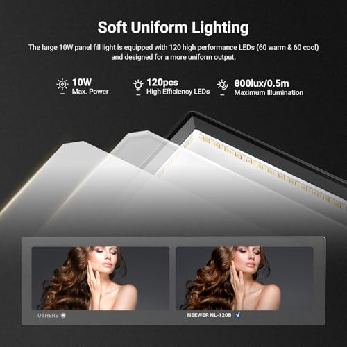 Basics 9" LED Light Panel with Desk Tripod Stand, Edge Lit, NL-120B, alternate view 3