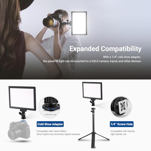 Basics 9" LED Light Panel with Desk Tripod Stand, Edge Lit, NL-120B, alternate view 6