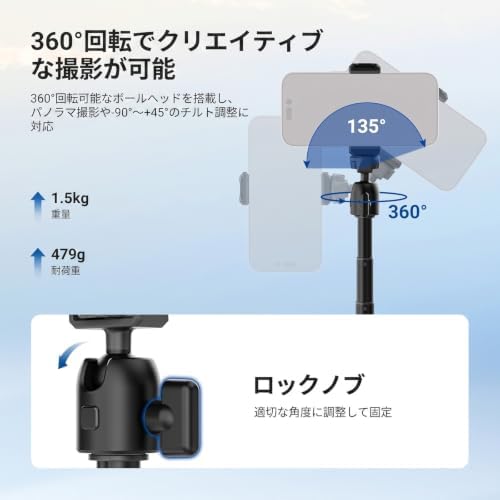 Basics Camera Desk Mount Stand with C Clamp & Phone Holder, 11"-31" Adjustable Webcam Mount Overhead Tripod, alternate view 4