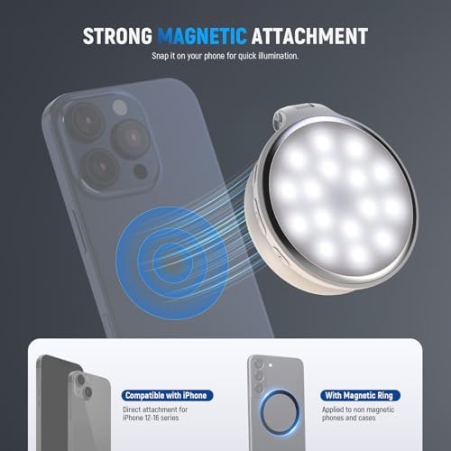 Basics Magnetic LED Selfie Light Compatible with MagSafe iPhone, Desk Stand Phone Holder with Makeup Mirror, alternate view 4