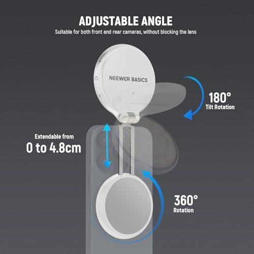 Basics Magnetic LED Selfie Light Compatible with MagSafe iPhone, Desk Stand Phone Holder with Makeup Mirror, alternate view 6