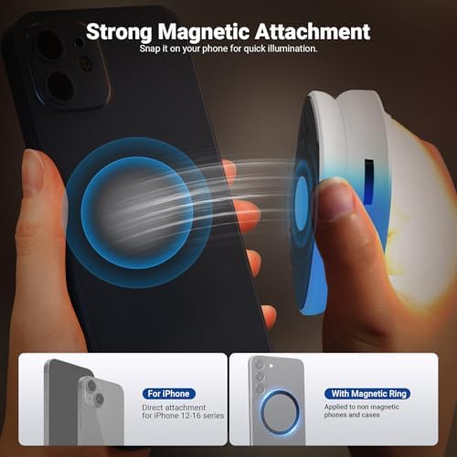 Basics Magnetic Selfie Light Compatible with MagSafe iPhone, 2W Bi Color Small LED Phone Fill Ring Lighting, alternate view 3