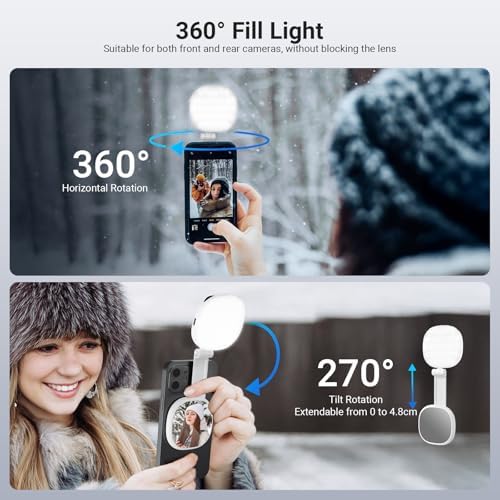 Basics Magnetic Selfie Light Compatible with MagSafe iPhone, 2W Bi Color Small LED Phone Fill Ring Lighting, alternate view 4