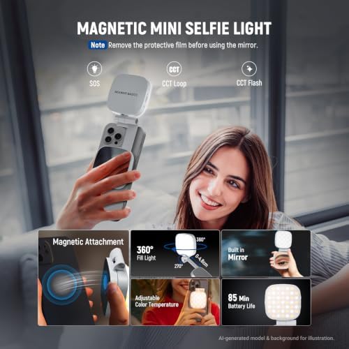 Basics Selfie Light Compatible with MagSafe iPhone, NL45B White, alternate view 3