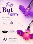 Bat Curtain Lights,7 FT Plug In Purple LED Outdoor Decorations in Purple Bat Curtain Light, alternate view 2