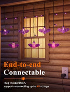 Bat Curtain Lights,7 FT Plug In Purple LED Outdoor Decorations in Purple Bat Curtain Light, alternate view 3