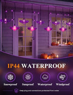 Bat Curtain Lights,7 FT Plug In Purple LED Outdoor Decorations in Purple Bat Curtain Light, alternate view 5