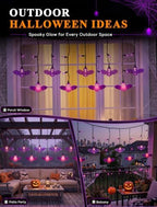 Bat Curtain Lights,7 FT Plug In Purple LED Outdoor Decorations in Purple Bat Curtain Light, alternate view 6