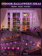 Bat Curtain Lights,7 FT Plug In Purple LED Outdoor Decorations in Purple Bat Curtain Light, alternate view 7