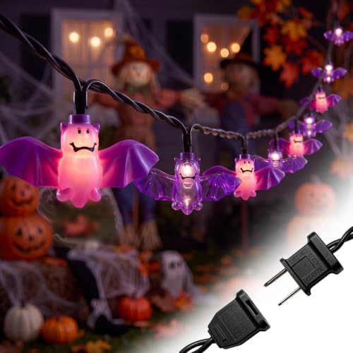 Bat String Lights, 8.5FT 10 LED Purple Outdoor Plug in Lights