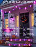 Bat String Lights, 8.5FT 10 LED Purple Outdoor Plug in Lights, alternate view 2