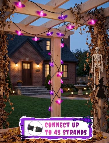 Bat String Lights, 8.5FT 10 LED Purple Outdoor Plug in Lights, alternate view 3