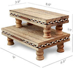 Bathroom Tray Pedestal Stand, Waterproof Wood Riser for Bathroom Counter in Rustic, alternate view 2