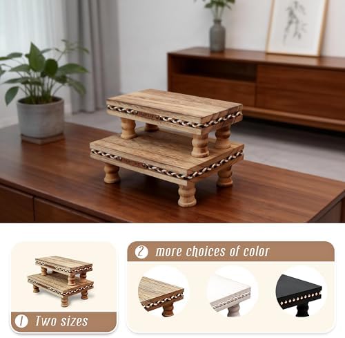 Bathroom Tray Pedestal Stand, Waterproof Wood Riser for Bathroom Counter in Rustic, alternate view 4