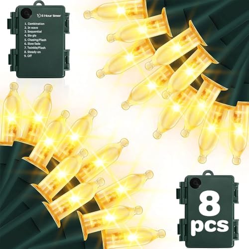 Battery Christmas Lights, 8 Pack Mini LED String Light with 8 Modes