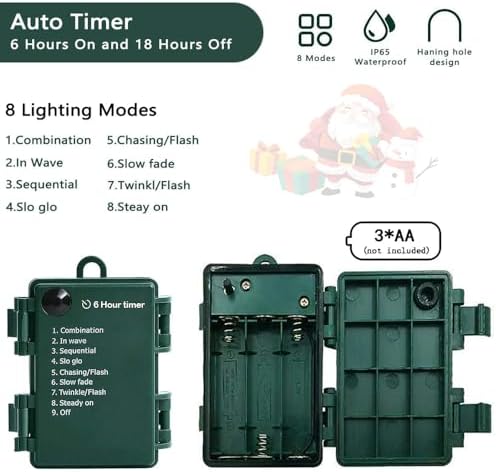 Battery Christmas Lights, 8 Pack Mini LED String Light with 8 Modes, alternate view 5