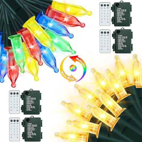 Battery Christmas Lights with Remote, 4 Pack 17ft 50 LED