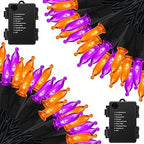 Battery Halloween Lights 2 Pack 17ft 100 LED Mini String Lights in Orange Purple