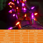 Battery Halloween Lights 2 Pack 17ft 100 LED Mini String Lights in Orange Purple, alternate view 2