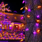 Battery Halloween Lights 2 Pack 17ft 100 LED Mini String Lights in Orange Purple, alternate view 3