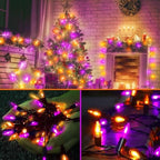 Battery Halloween Lights 2 Pack 17ft 100 LED Mini String Lights in Orange Purple, alternate view 4