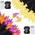 Battery Outdoor Halloween Lights, 2 Pack 50 LED in Orange Purple & Warm White