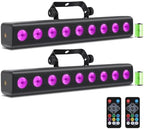 Battery Powered Stage Light Bar,2Pack 9LED RGBW 4IN1 Rechargeable Stage Wash Lights Bar Built-in 5200mAh Battery