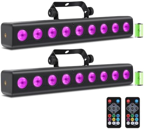 Battery Powered Stage Light Bar,2Pack 9LED RGBW 4IN1 Rechargeable Stage Wash Lights Bar Built-in 5200mAh Battery