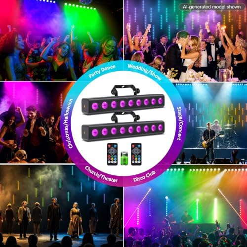 Battery Powered Stage Light Bar,2Pack 9LED RGBW 4IN1 Rechargeable Stage Wash Lights Bar Built-in 5200mAh Battery, alternate