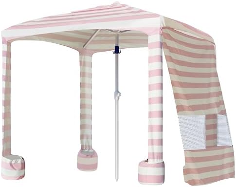 Beach Cabana, 6.5'×6.5' Beach Canopy, Easy Set up and Take Down, Cabana Tent with Sand Pockets, Instant Sun