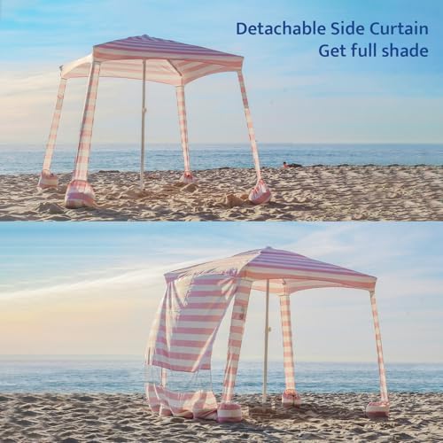 Beach Cabana, 6.5'×6.5' Beach Canopy, Easy Set up and Take Down, Cabana Tent with Sand Pockets, Instant Sun, alternate view 6