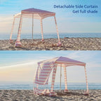 Beach Cabana, 6.5'×6.5' Beach Canopy, Easy Set up and Take Down, Cabana Tent with Sand Pockets, Instant Sun, alternate view 6