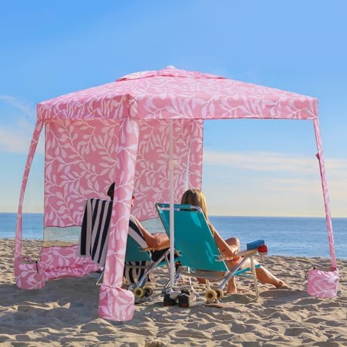Beach Cabana, 6.5'×6.5' Beach Canopy, Easy Set up and Take Down, Cabana Tent with Sand Pockets, Instant Sun