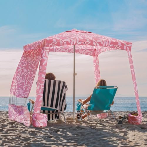 Beach Cabana, 6.5'×6.5' Beach Canopy, Easy Set up and Take Down, Cabana Tent with Sand Pockets, Instant Sun, alternate view 3